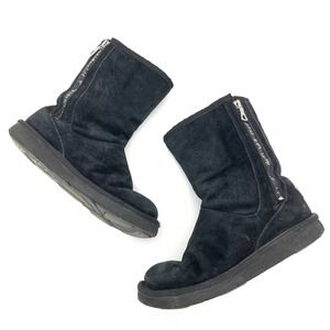 UGG Australia Mayfair Black Leather Sheepskin Zipper Winter Boots Womens Size 5
